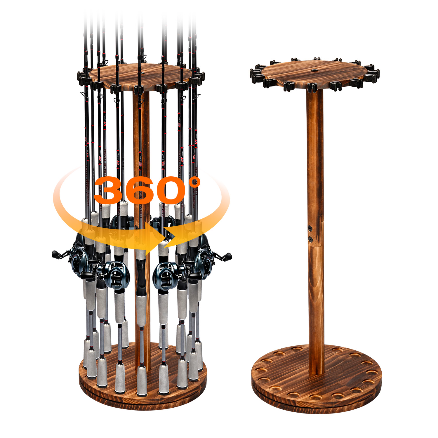 Round Carbonized Wood Fishing  - Fishing Rod Rack のレビューと価格