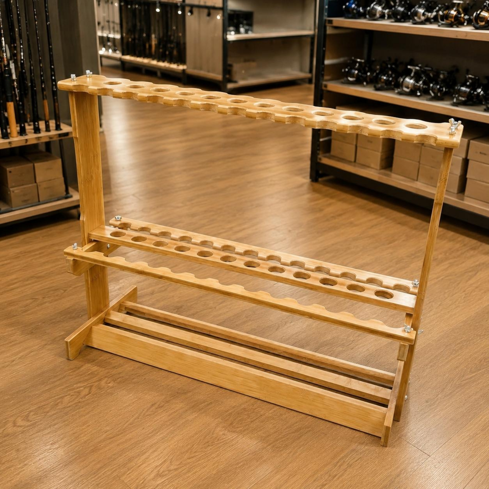Bamboo Fishing Rod Rack Circul - Fishing Rod Rack のレビューと価格
