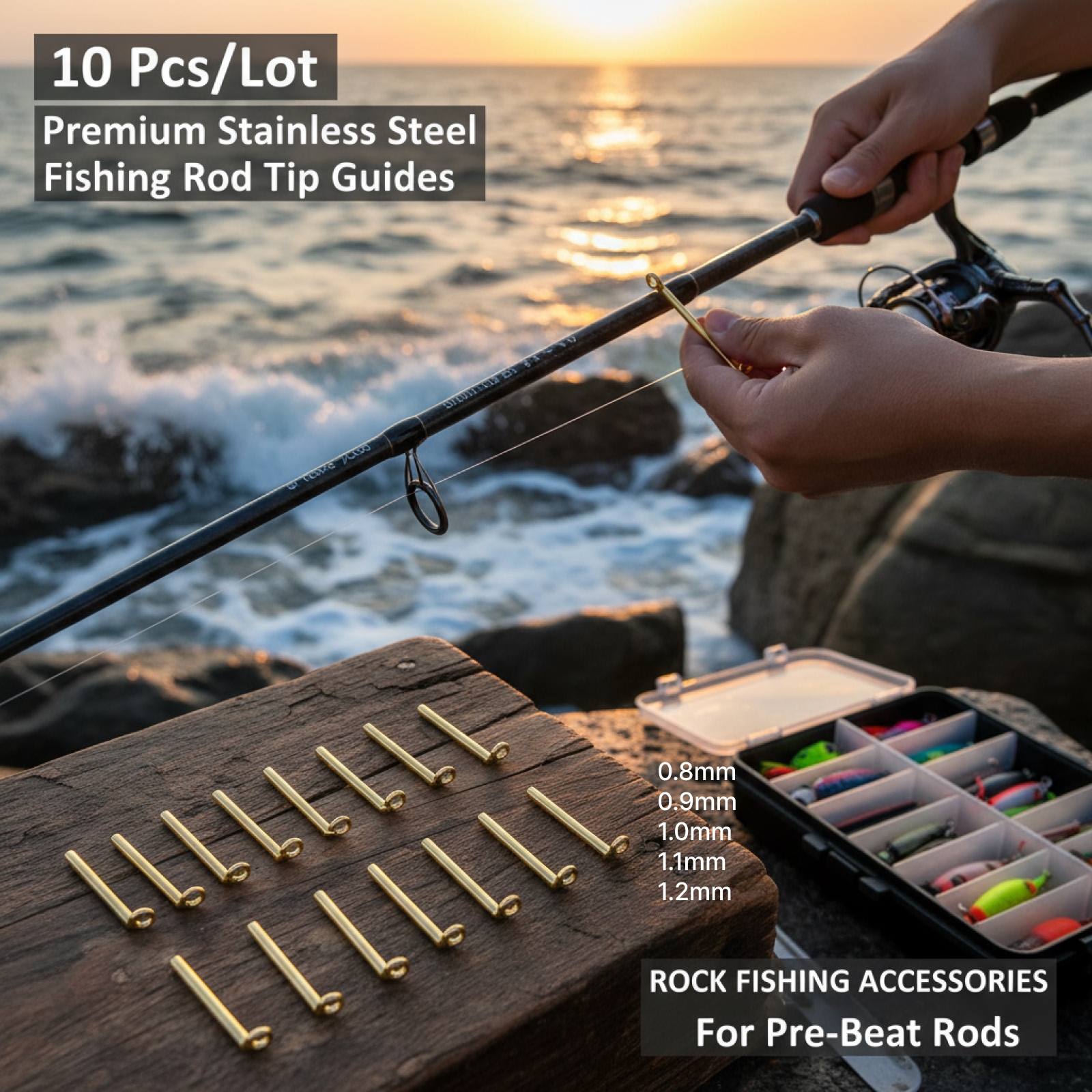 10pcs Fishing Rod Guides Tip T - Fishing Rod Building Kit のレビューと価格