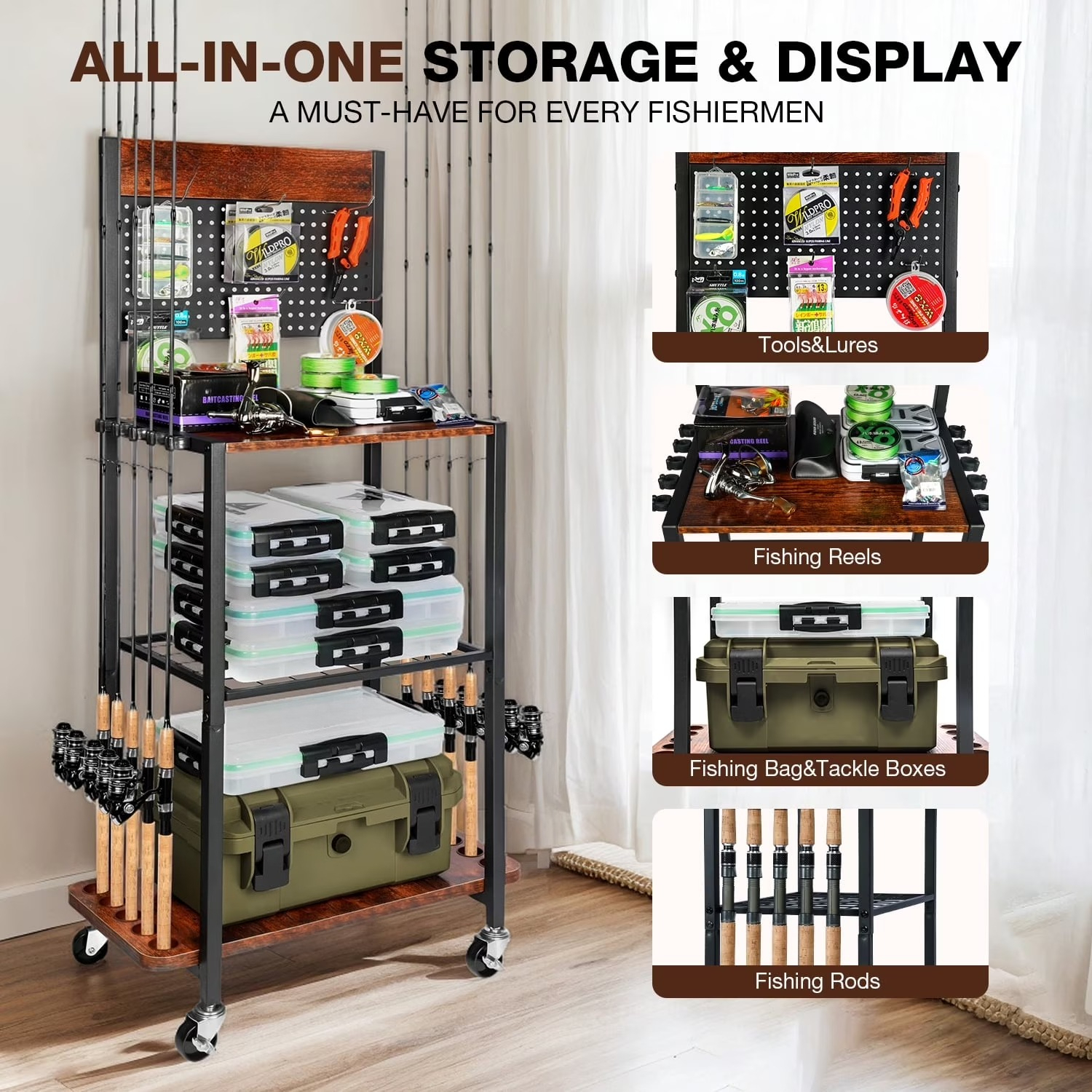 12 Slots Fishing Rod Storage C - Fishing Rod Rack のレビューと価格
